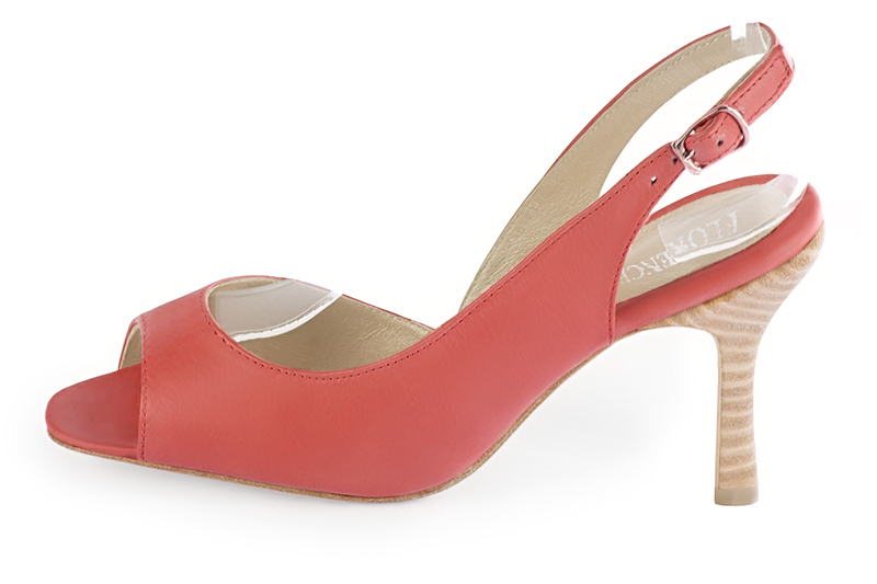 French elegance and refinement for these coral orange slingback dress sandals, 
                available in many subtle leather and colour combinations. This pretty open-toe pump will clear your toes,
without having the drawbacks of an uncomfortable multi-strap sandal.
To be personalized or not, with your choice of materials and colors.  
                Matching clutches for parties, ceremonies and weddings.   
                You can customize these sandals to perfectly match your tastes or needs, and have a unique model.  
                Choice of leathers, colours, knots and heels. 
                Wide range of materials and shades carefully chosen.  
                Rich collection of flat, low, mid and high heels.  
                Small and large shoe sizes - Florence KOOIJMAN